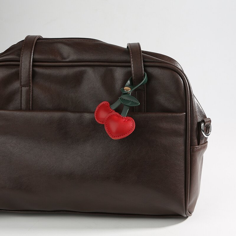 Keychain Manufacturer - PU Leather Colorful Simulation Fruit Sweet Cute Cherry Pendant for Girls