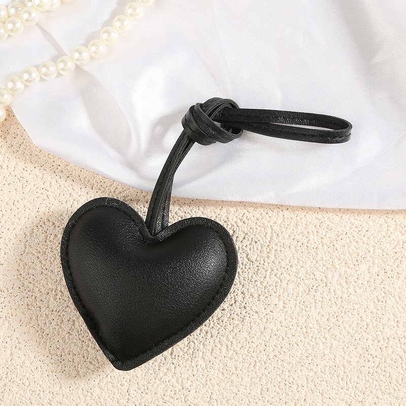 Keychain Manufacturer - Fashion Love Heart Shape PU Leather Tags Embossesd Hang Pendant Ornament Wristlet