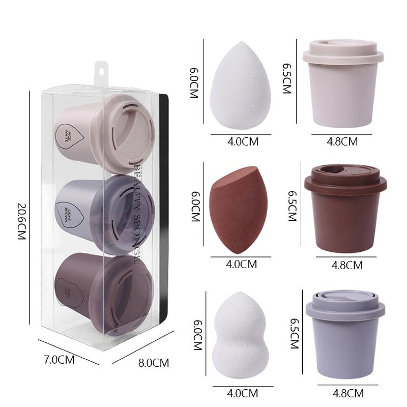 Makeup Sponge Set Manufacturer - Custom Premium Quality Multi-Colored Latex Free Blender with Coffee Cup Case