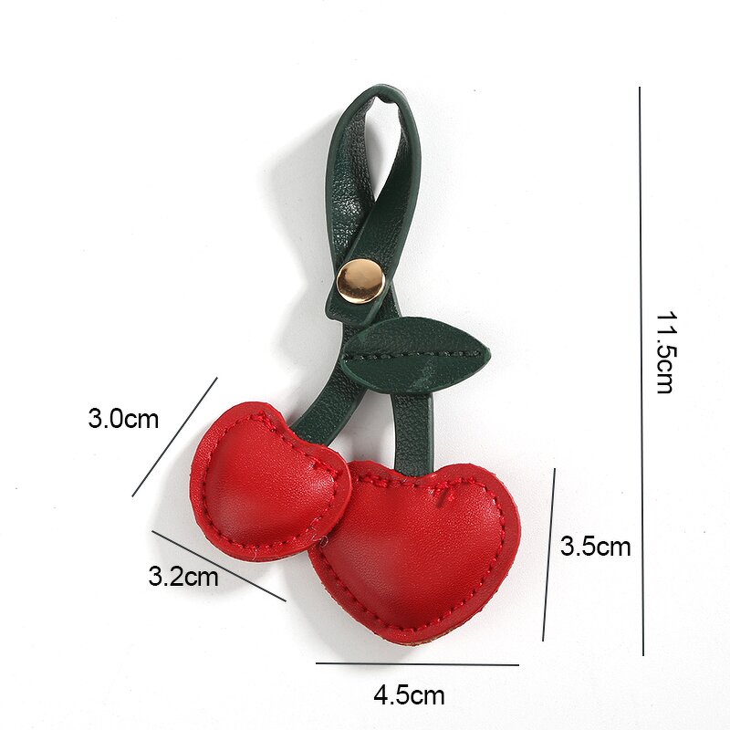 Keychain Manufacturer - PU Leather Colorful Simulation Fruit Sweet Cute Cherry Pendant for Girls