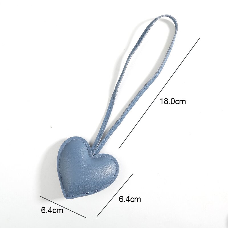 Keychain Manufacturer - Fashion Love Heart Shape PU Leather Tags Embossesd Hang Pendant Ornament Wristlet
