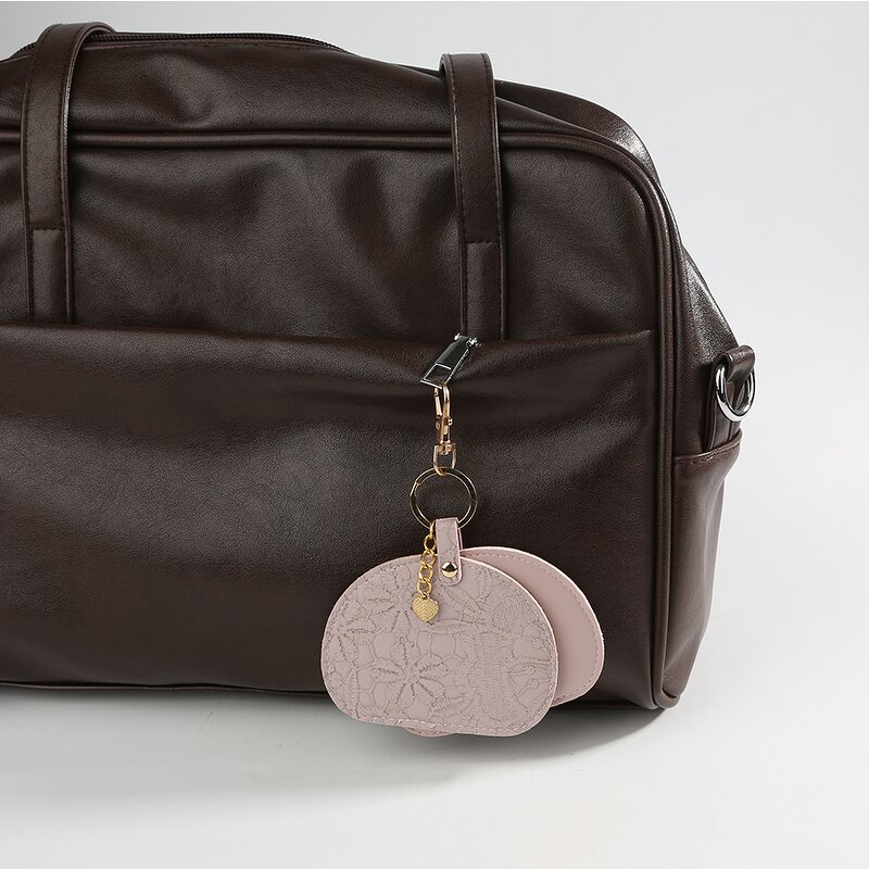 Keychain Mirror Manufacturer - Portable Mini Shaped Cosmetic Compact Travel PU Leather Frame