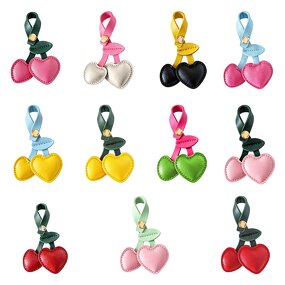 Keychain Manufacturer - PU Leather Colorful Simulation Fruit Sweet Cute Cherry Pendant for Girls