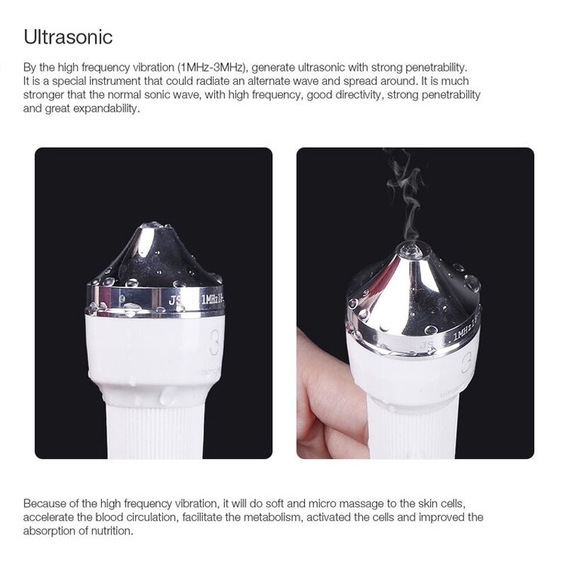 Ultrasound Facial Machine - 2 in 1 Probes Body Skin Massage Pain Therapy RU 628