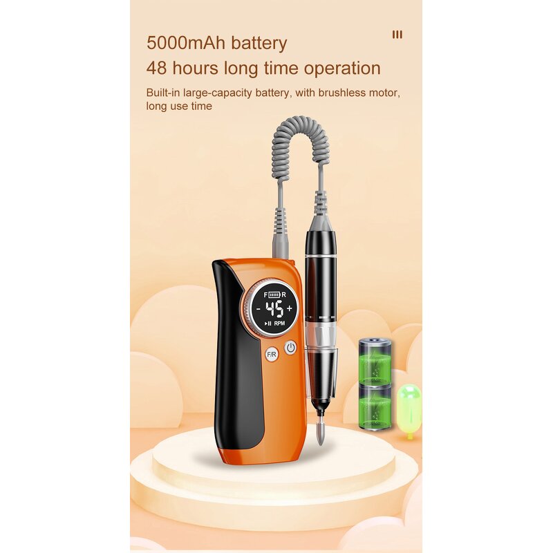 Nail Drill Machine Manufacturer - 2024 Electric Portable Brushless Polisher 45000rpm Rechargeable