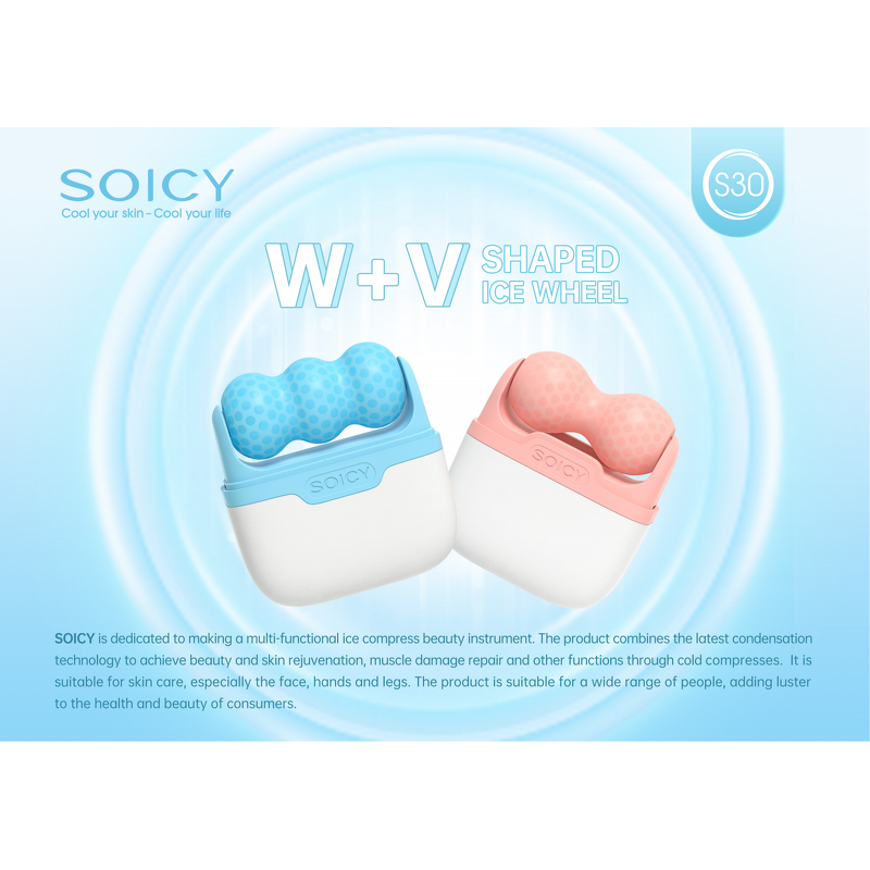 Ice Roller Manufacturer - Factory Wholesale Skin Cooling Pink Silicone Facial Massager 2 in 1