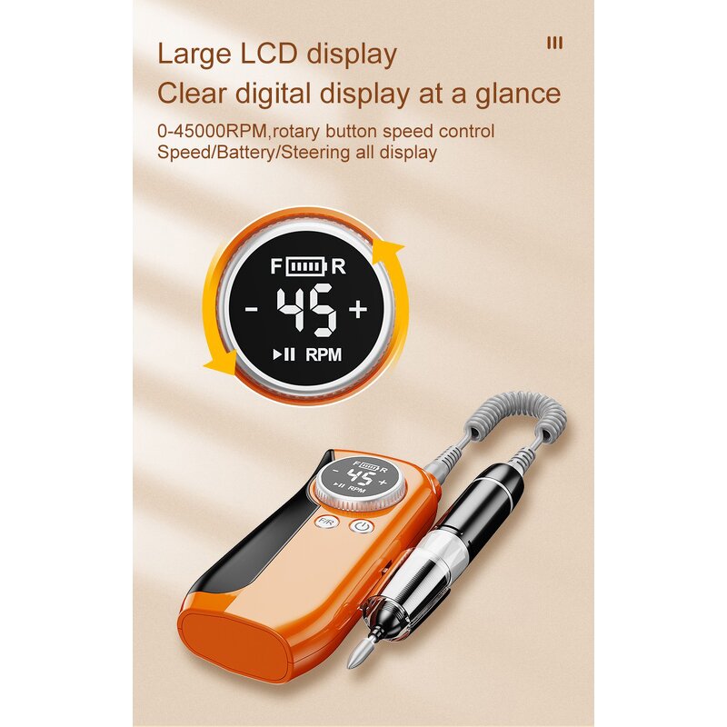 Nail Drill Machine Manufacturer - 2024 Electric Portable Brushless Polisher 45000rpm Rechargeable