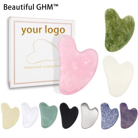 Jade Gua Sha Manufacturer - Custom Logo Natural Pink Rose Quartz
