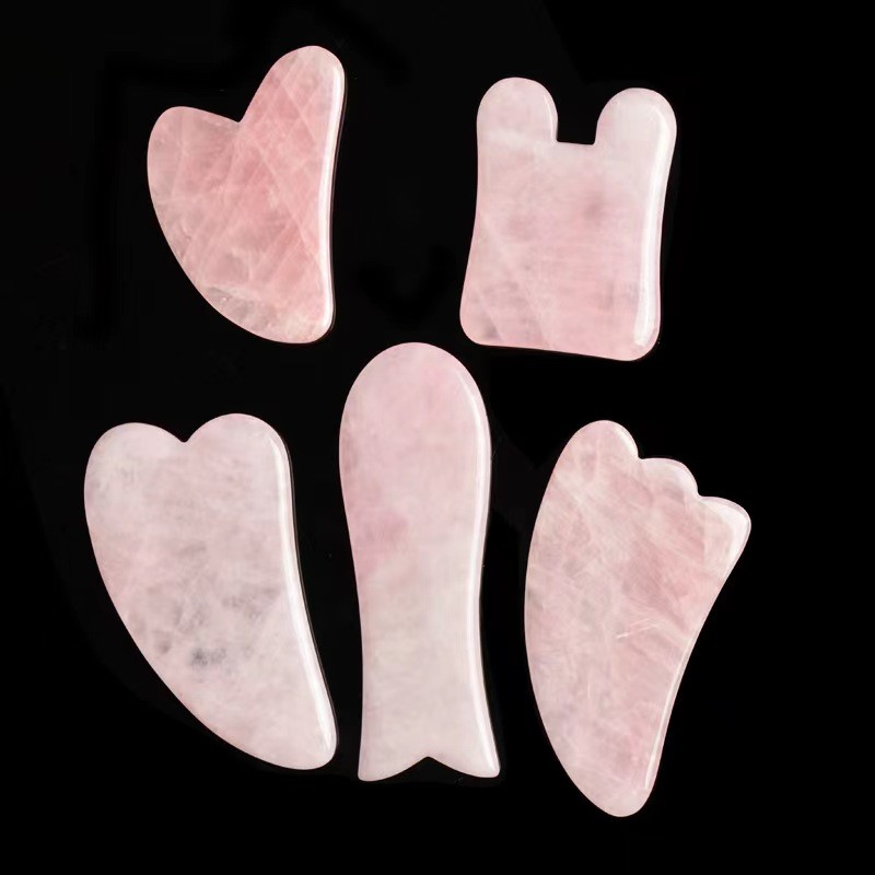 Gua Sha Tool Manufacturer - Natural Green White Rose Quartz Set