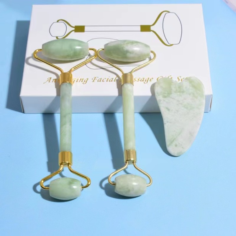 Gua Sha Set Manufacturer - Facial Natural Green Jade Roller