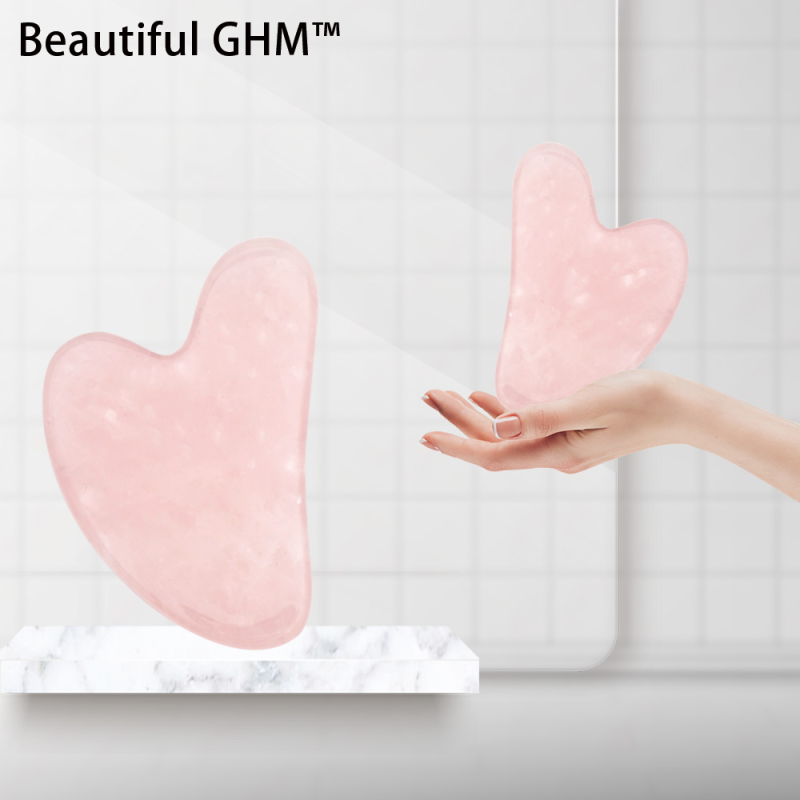 Jade Gua Sha Manufacturer - Custom Logo Natural Pink Rose Quartz