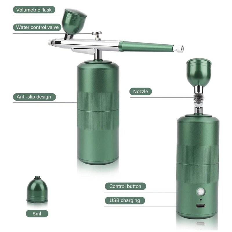 Airbrush Compressor Kit - Professional Makeup Barber Cordless Nail Paint Spray Gun