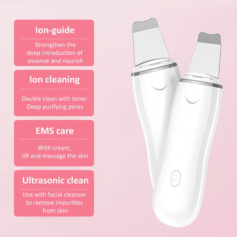 Ultrasonic Skin Scrubber - Professional Portable Blackhead Remover Face Spatula