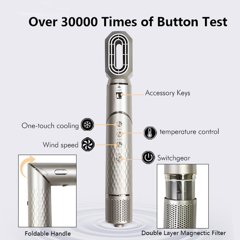 7 in 1 Hot Air Brush - 110000 Rpm Foldable Curling Iron Hair Dryer Set LED