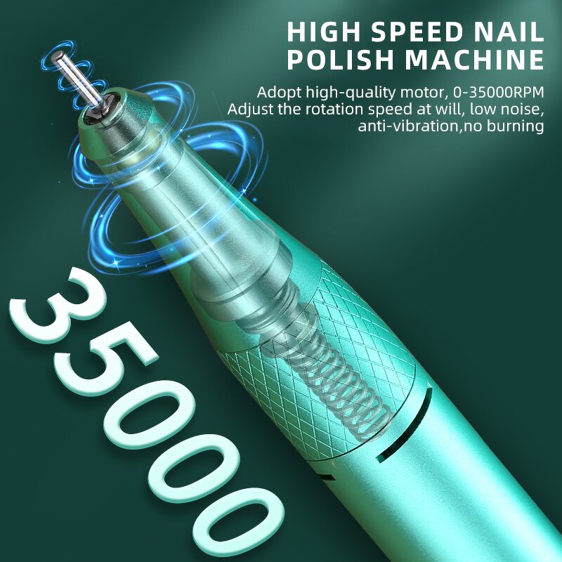 Electric Nail Drill - High Speed 35000Rpm Professional Rechargeable Manicure Tool