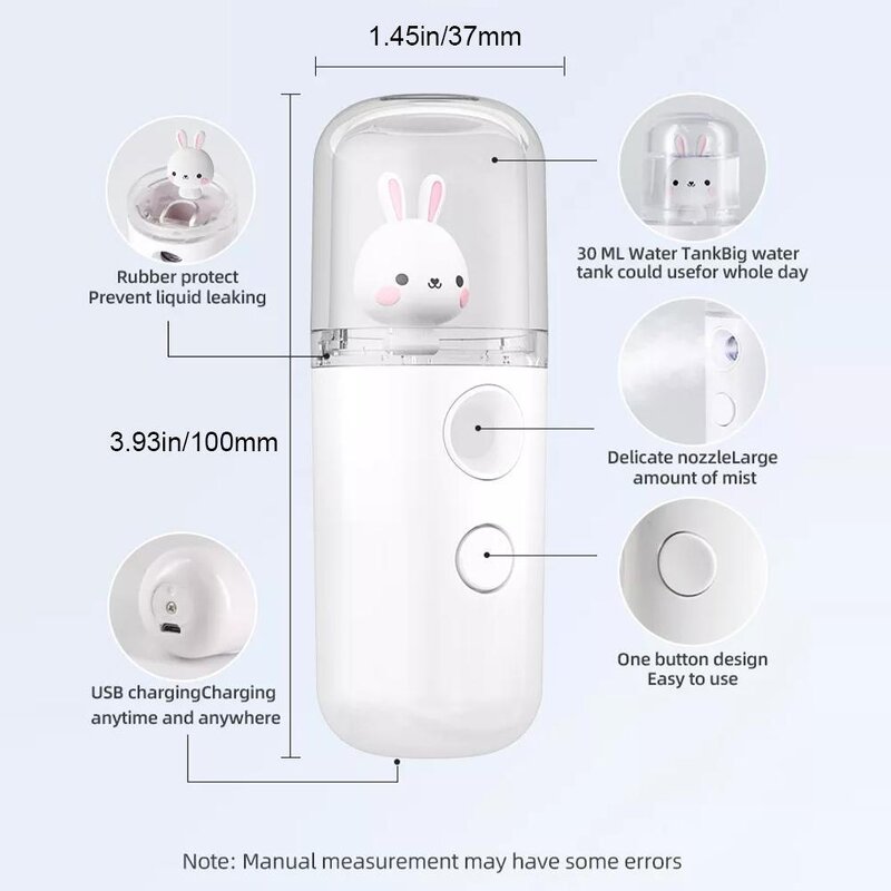 Nano Facial Mister - Wochuan OEM Cute Rabbit Moisturizing Steamer Mist Sprayer
