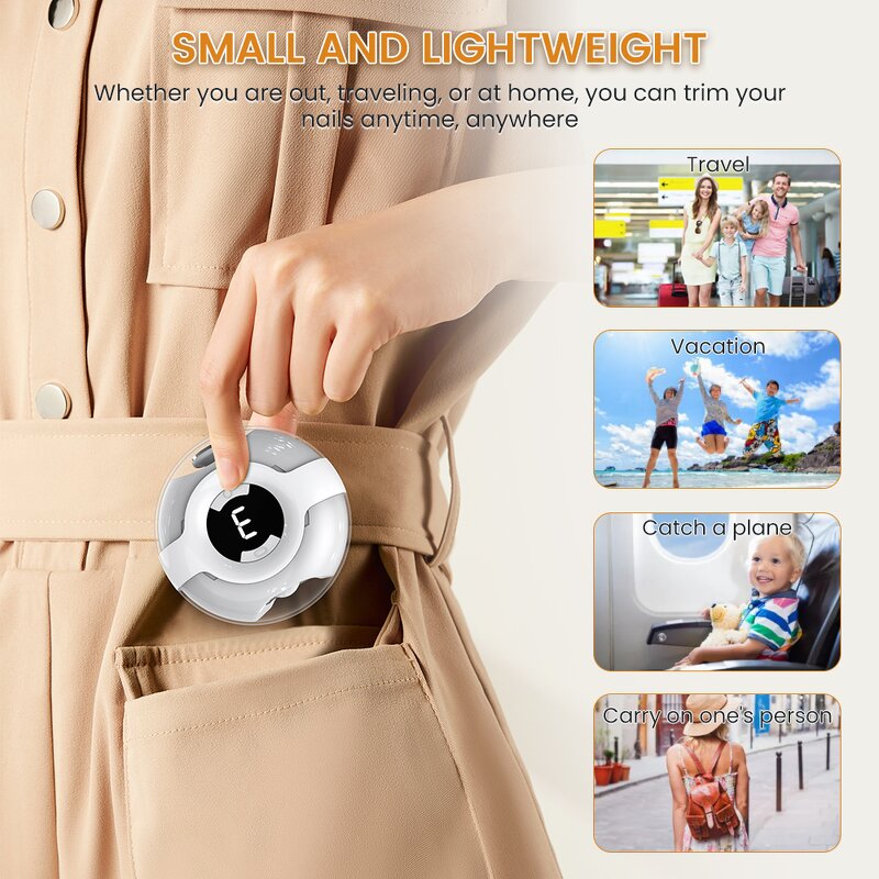 Electric Baby Nail Clipper - Wireless 3 Speed LED Light Trimmer File Storage Box