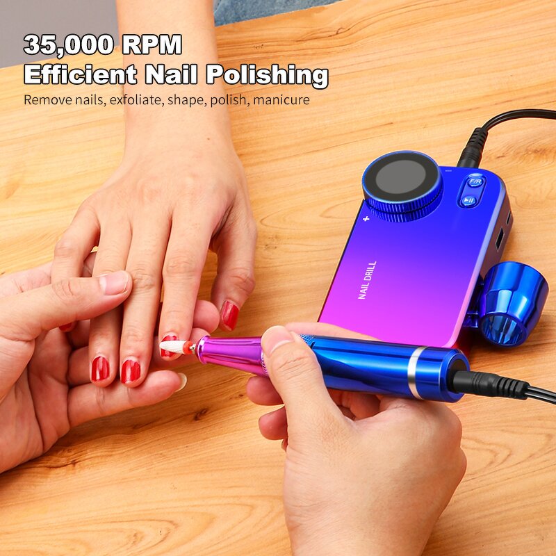 Electric Nail Drill - Colorful High Speed 35000Rpm Professional Manicure Tool