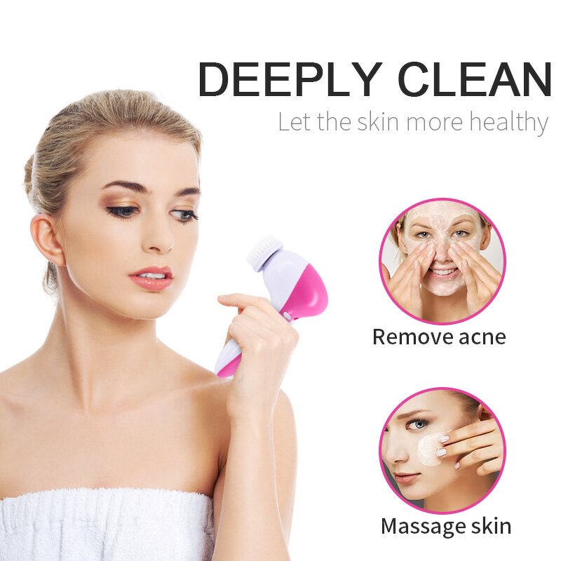 5 in 1 Facial Cleansing Brush - Wholesale Waterproof Electric Skin Beauty Brush
