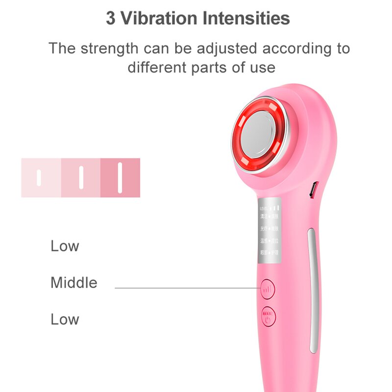 EMS Photon Facial Massager - 4 Modes Blue Red Light Micro Current Rejuvenation Tool