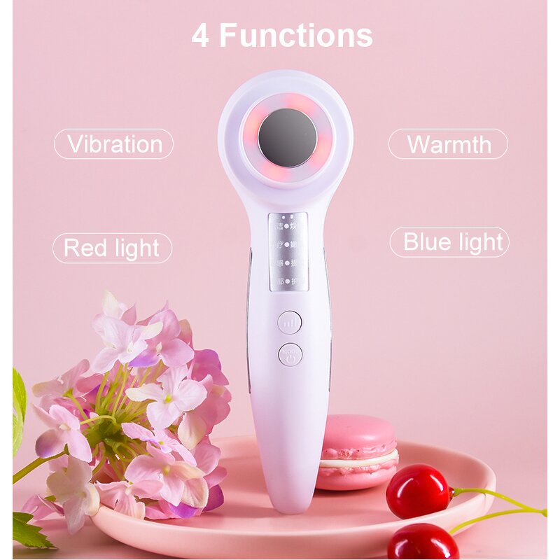 EMS Photon Facial Massager - 4 Modes Blue Red Light Micro Current Rejuvenation Tool