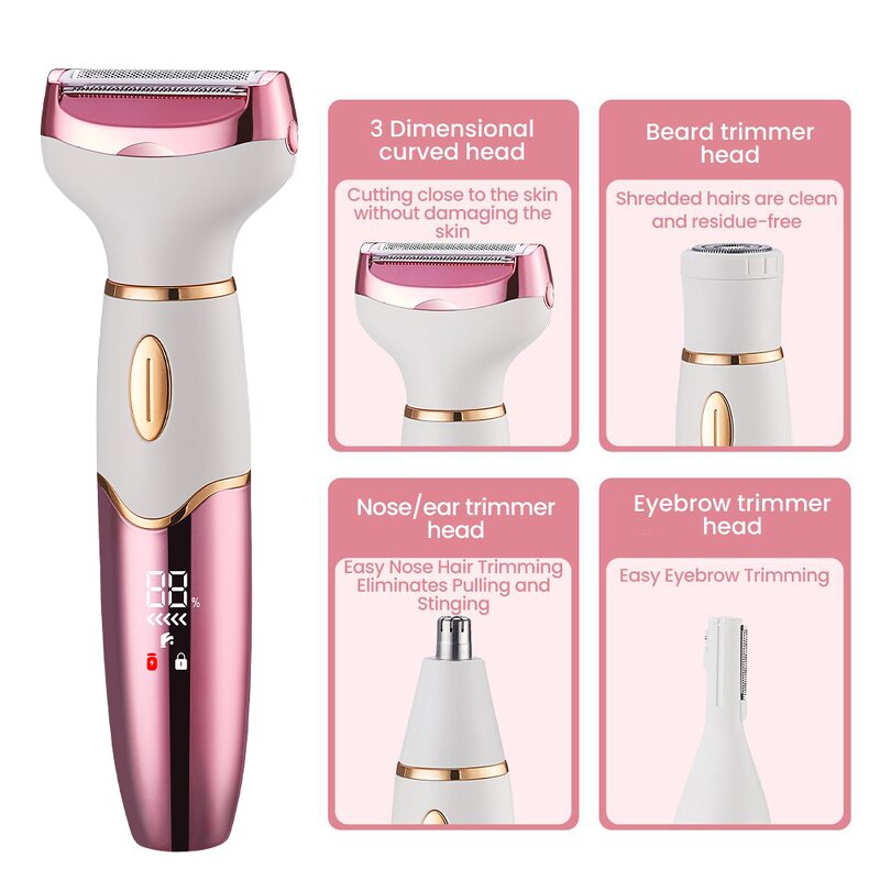 IPX7 Cordless Electric Shaver - Painless Female Body Bikini Hair Trimmer Razor