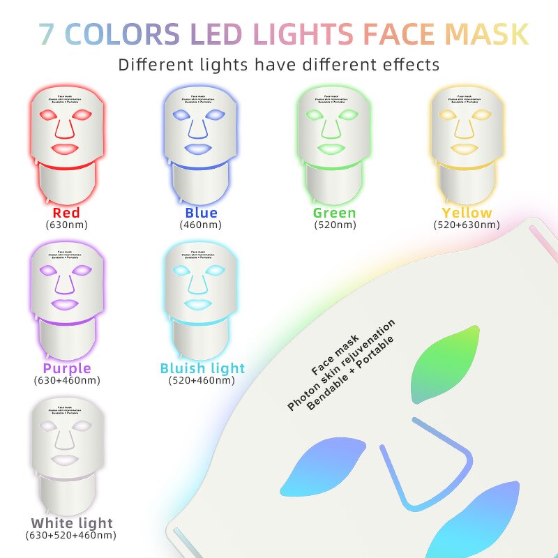 7 Color LED Therapy Mask - Korean Skincare Face Neck Red Light Skin Care Device