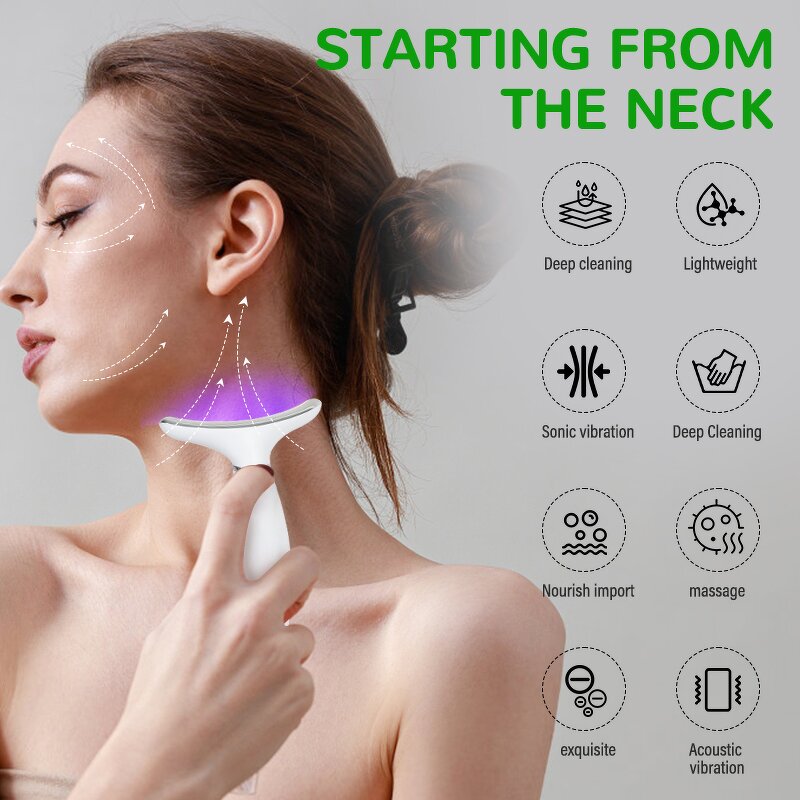 7 Color Facial Massager Wand - Anti Aging Wrinkle Remover Face Neck Lifting Tool