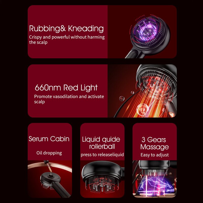 Electric Scalp Massager - Handheld Vibration Oil Applicator Anti Hair Loss Brush