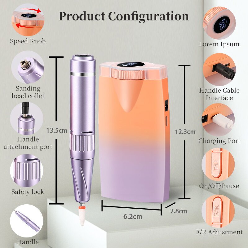 Electric Nail Drill - Wholesale Rechargeable 35000RPM Professional Manicure Tool