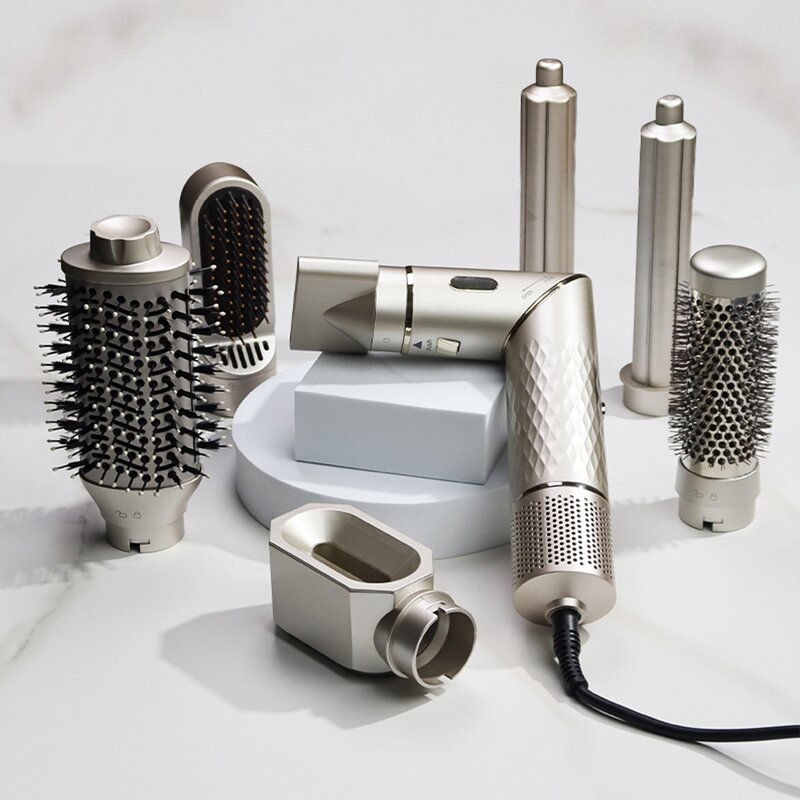 7 in 1 Hot Air Brush - 110000 Rpm Foldable Curling Iron Hair Dryer Set LED