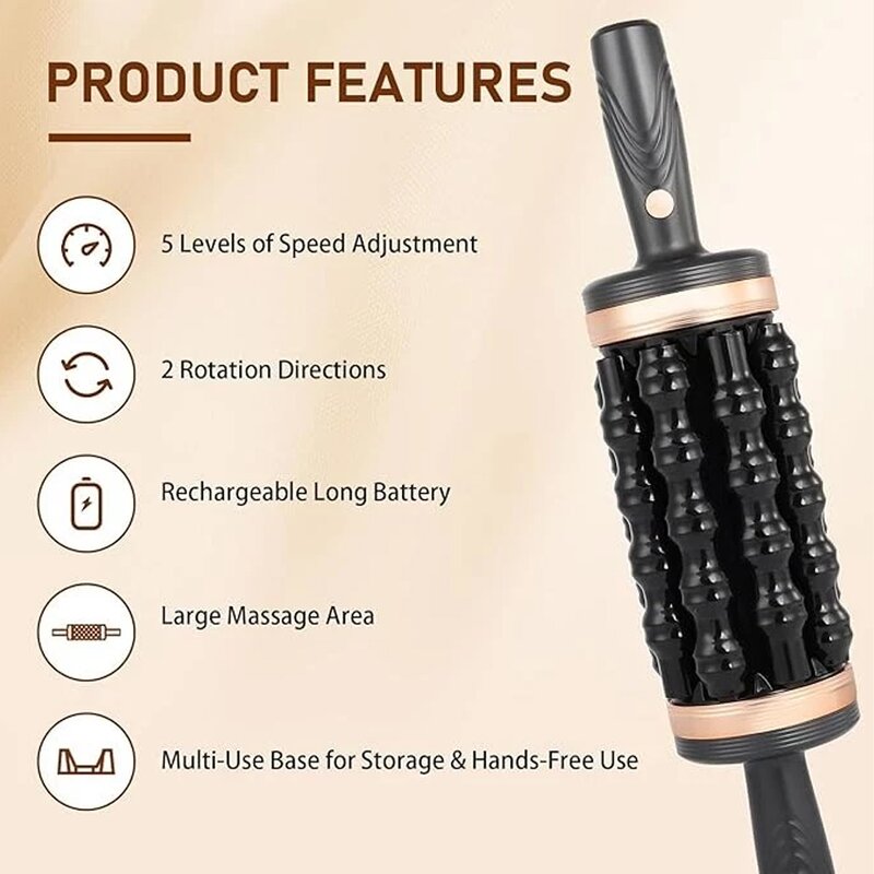 Rolling Percussive Massager - New Upgraded Rechargeable Neck Body Shape Tool