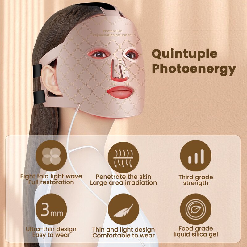 8 Color LED Face Mask - Anti Aging Portable Silicone Red Light Therapy Device