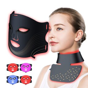 Infrared LED Face Mask - 2025 Most Popular Silicone Red Light Therapy Neck Tool