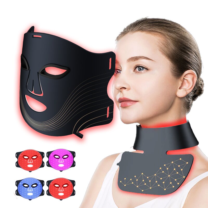Infrared LED Face Mask - 2025 Most Popular Silicone Red Light Therapy Neck Tool