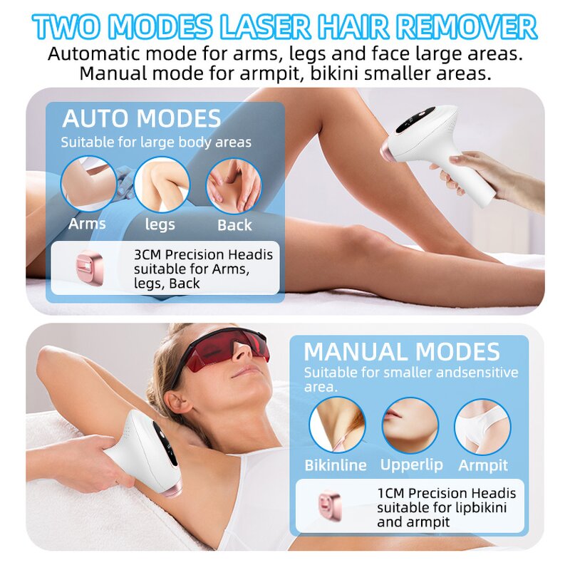 IPL Laser Epilator - Handset Ice Cooling Painless Permanent Hair Removal Device