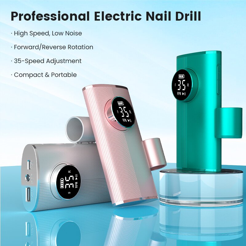Electric Nail Drill - Wochuan Professional Rechargeable 35000Rpm Manicure Tool