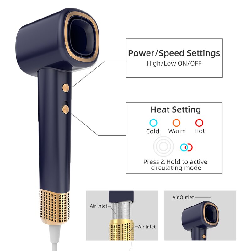 Ionic Hair Dryer - OEM 2025 1800W Low Noise Quiet Professional Salon Dryer