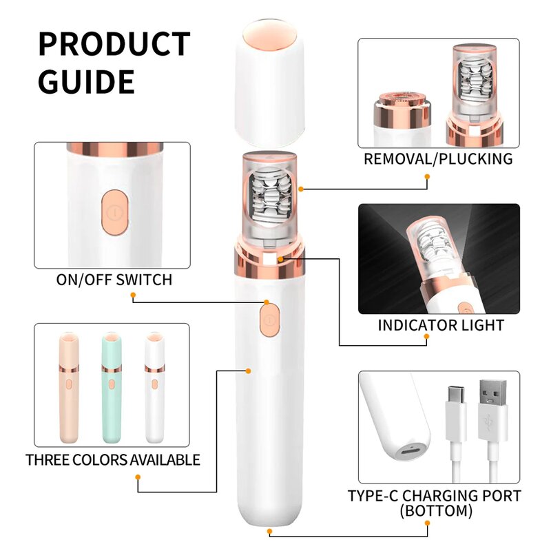 IPX7 Women's Electric Shaver - Waterproof Facial Body Bikini Hair Trimmer Epilator