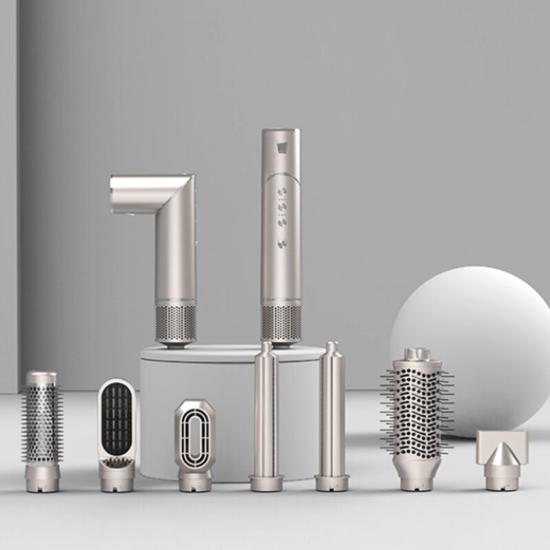 7 in 1 Hot Air Brush - 110000 Rpm Foldable Curling Iron Hair Dryer Set LED