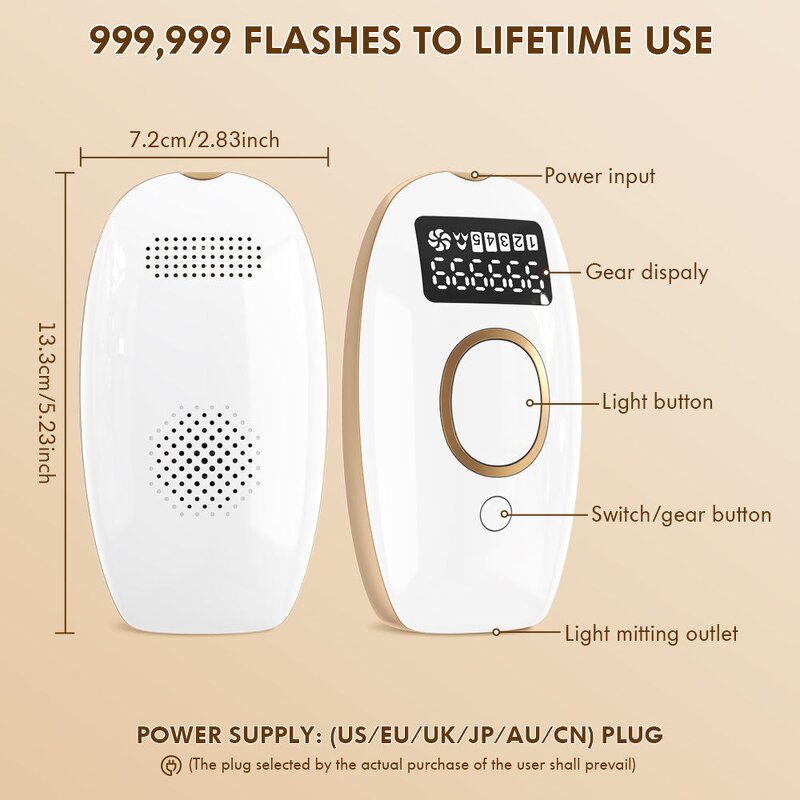 IPL Laser Hair Removal - Epilator Permanent Portable Home Use Device for Women