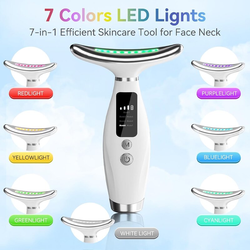 7 in 1 LED Facial Massager - 2025 Trends Neck Face Skin Tightening Lifting Tool