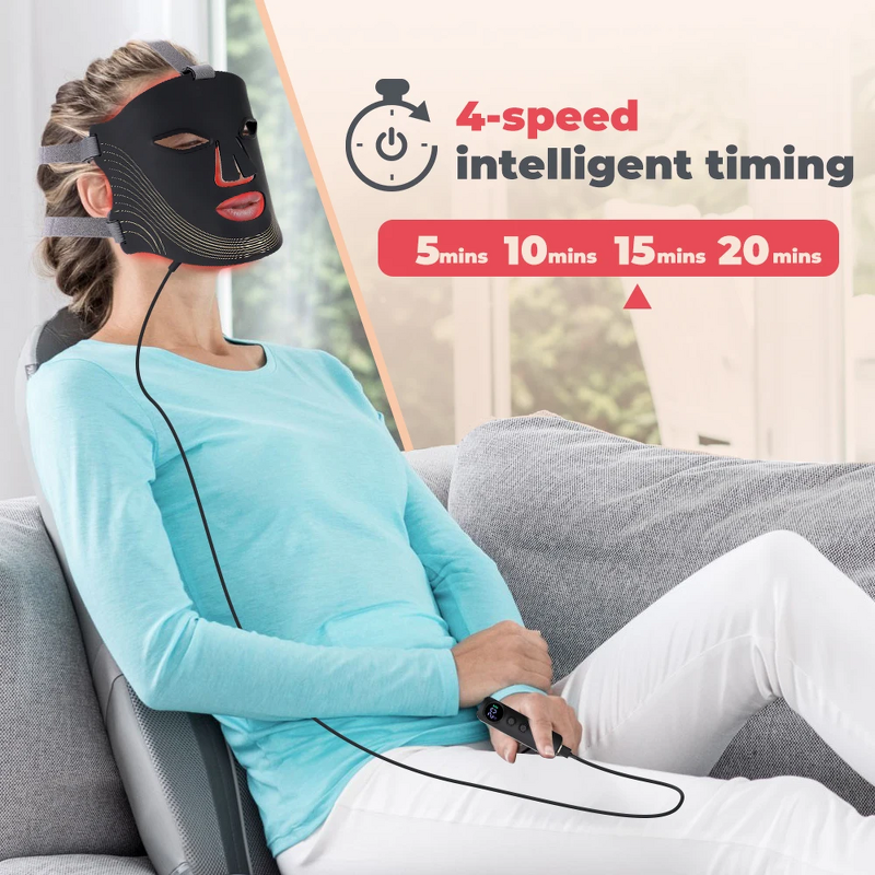 Infrared LED Face Mask - 2025 Most Popular Silicone Red Light Therapy Neck Tool