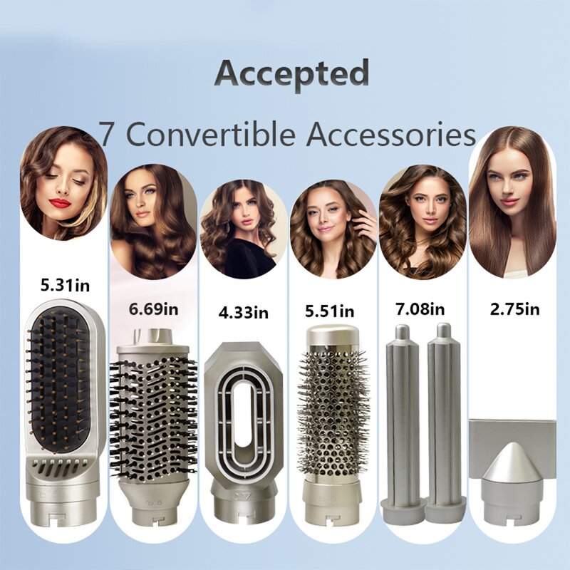 7 in 1 Hot Air Brush - 110000 Rpm Foldable Curling Iron Hair Dryer Set LED