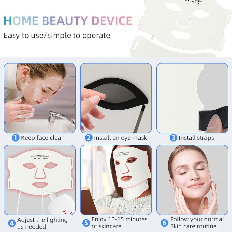 7 Color LED Therapy Mask - Korean Skincare Face Neck Red Light Skin Care Device