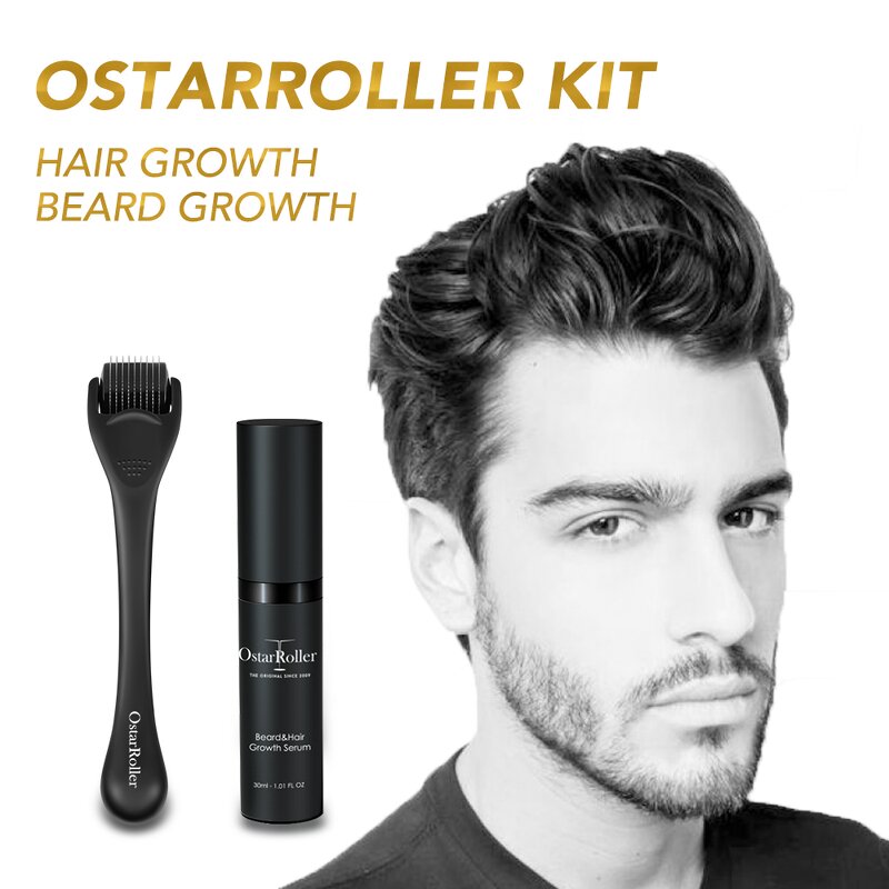 Derma Roller SET Manufacturer - Matte Black 540 Stainless Steel 0.25mm for Beard Hair Growth Serum