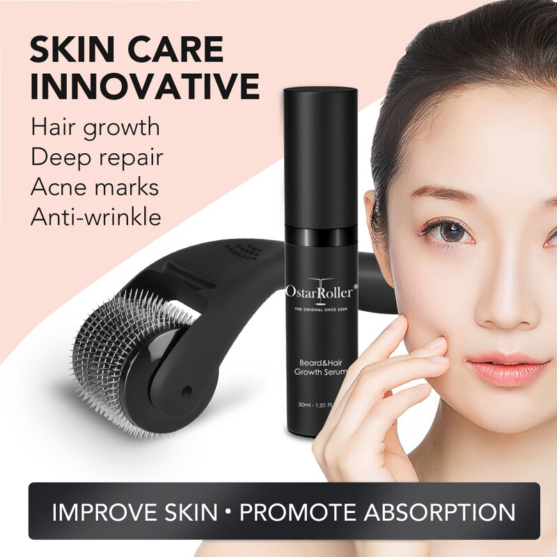 Derma Roller SET Manufacturer - Matte Black 540 Stainless Steel 0.25mm for Beard Hair Growth Serum