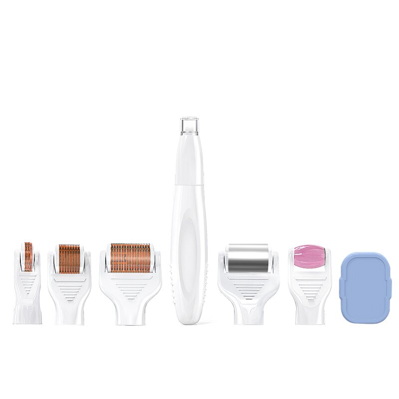 Derma Roller SET Manufacturer - Private Label 7 in 1 with Replaceable Ice Jade Roller 12 PINS Face Body