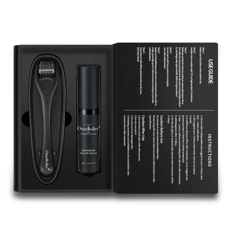 Derma Rolling System SET Manufacturer - Natural Ingredients Beard Hair Growth Serum 540 Titanium Needle
