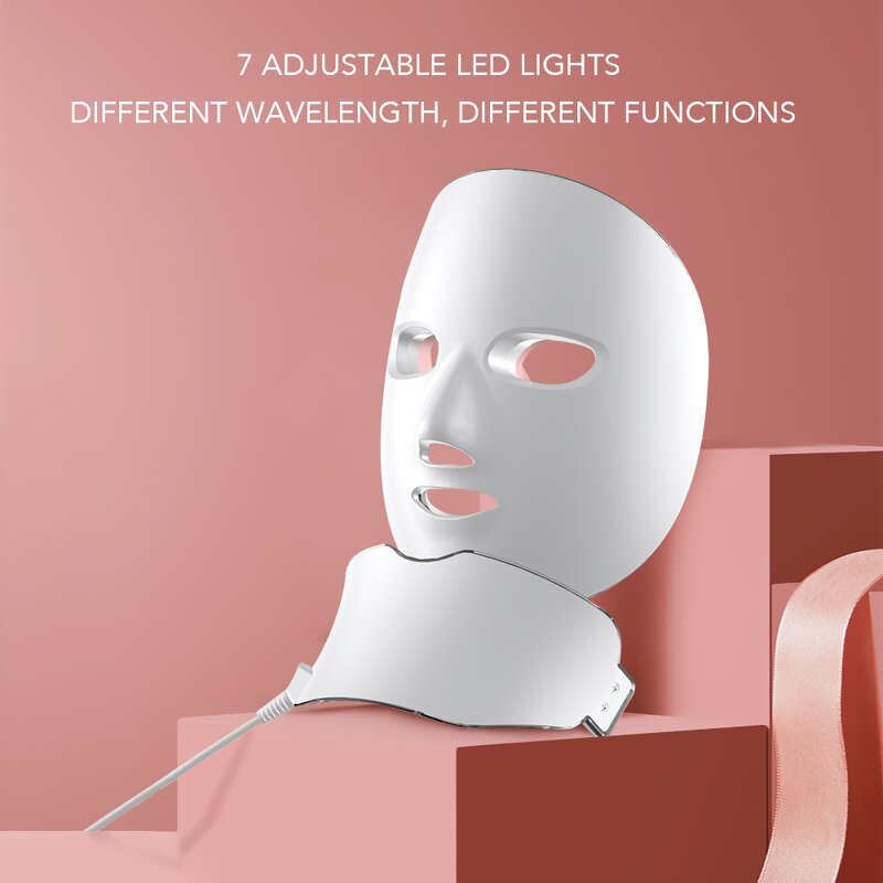 LED Light Therapy Mask Manufacturer - Professional Handheld Wireless 7 Colors for Face Neck Acne Wrinkle